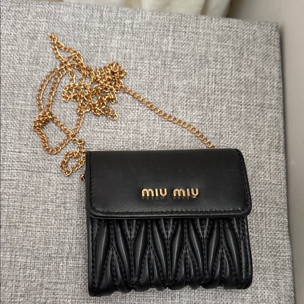 Miu Miu Black Crossbody Bag with Gold Chain